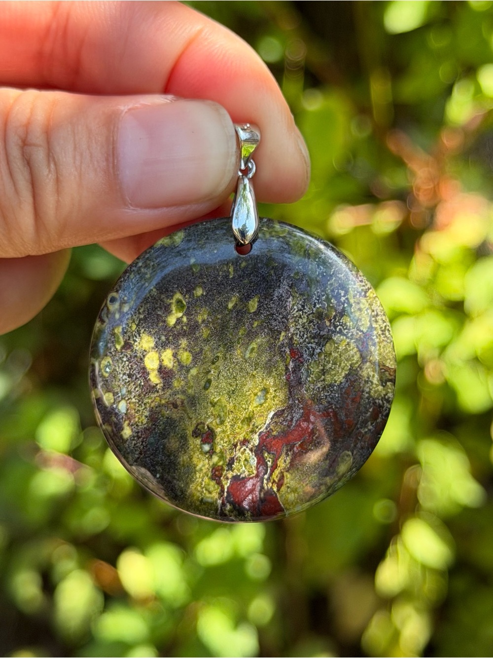 Sterling silver 925 stamped round blood stone pendant 2074 - Picture 5 of 6